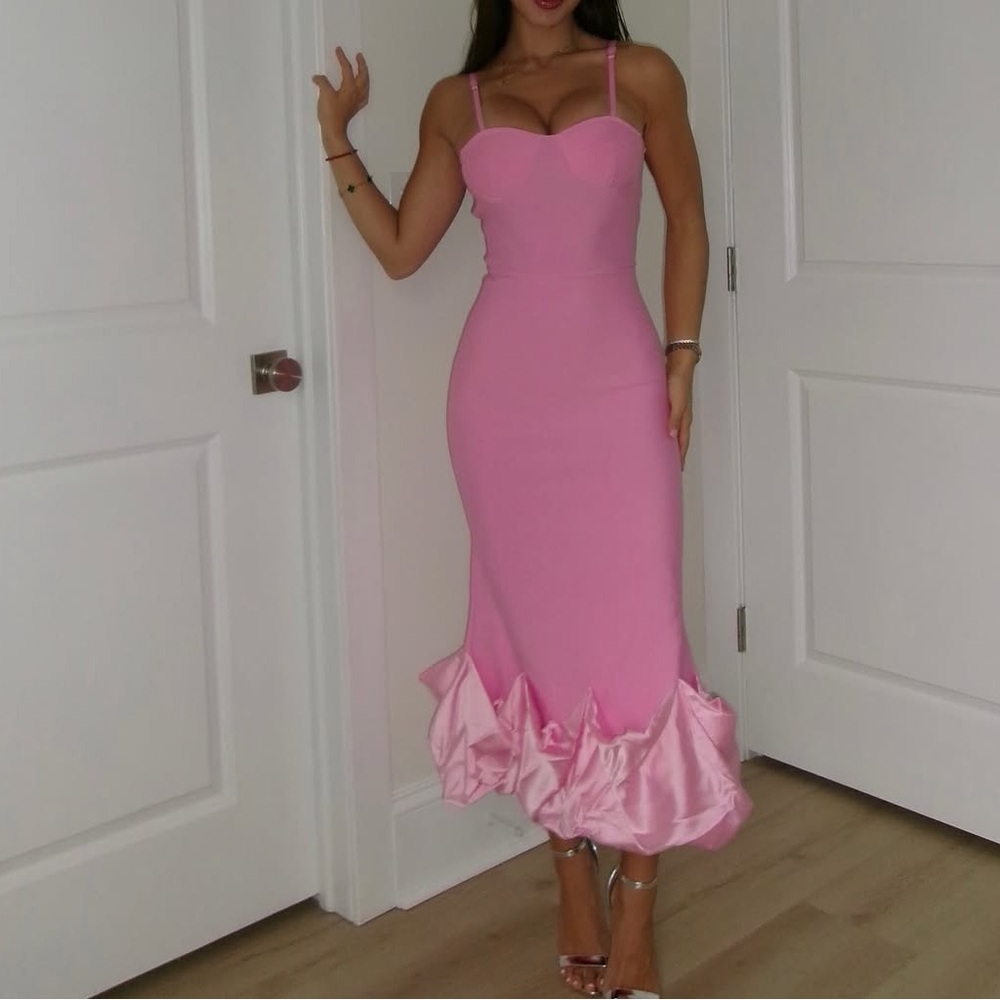 Elegant Pink Strapless Dress